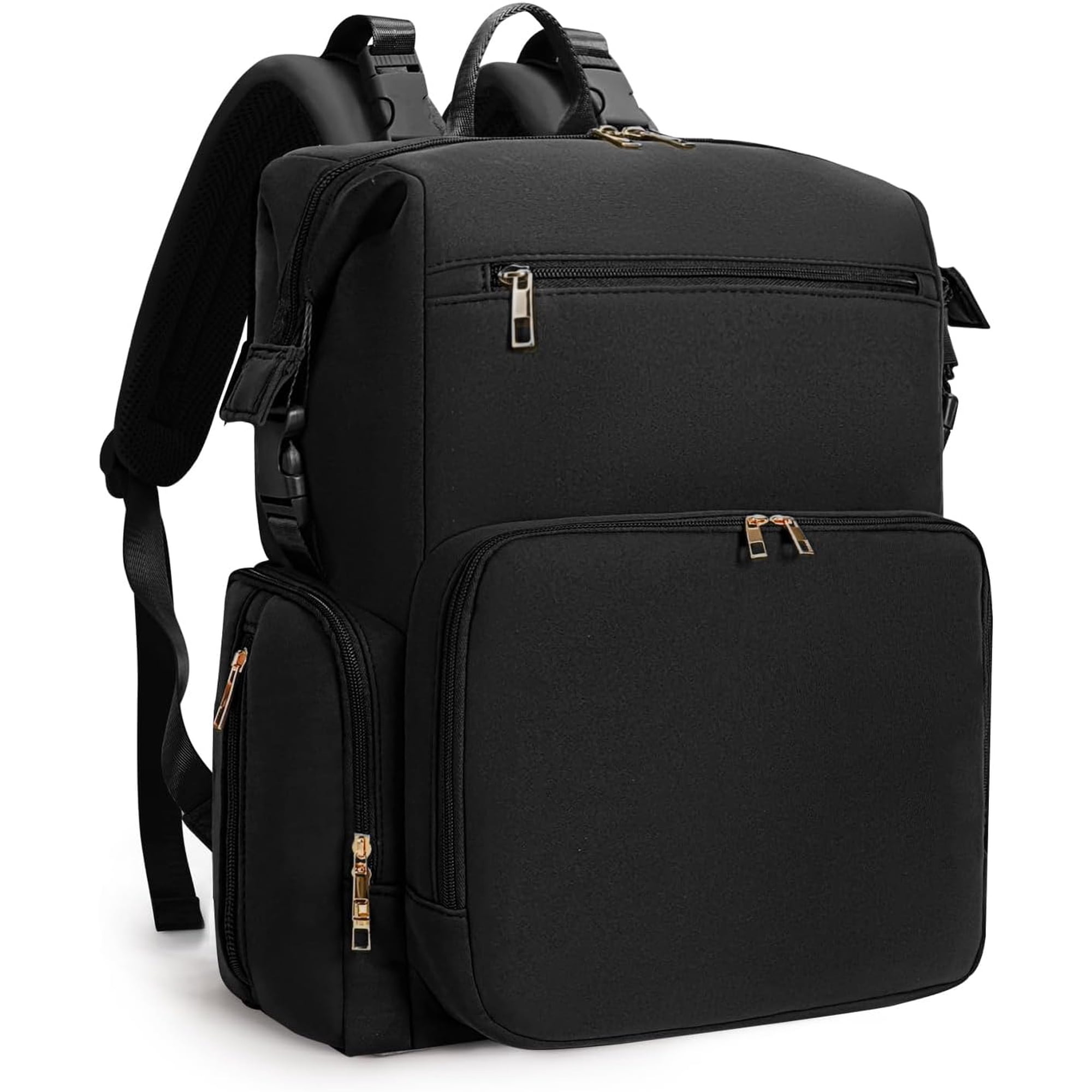 Diaper Bag Backpack for Mom/Dad with Changing Pad, Multi-Function Neoprene Large Newborn Baby Maternity Bags Travel Tote with Insulated Pockets Black