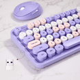 thumbnail image 6 of Arcwares Wireless Keyboard and Mouse Combo, Ergonomic Retro Typewriter Keycaps, 2.4GHz USB Receiver, Purple, 6 of 8