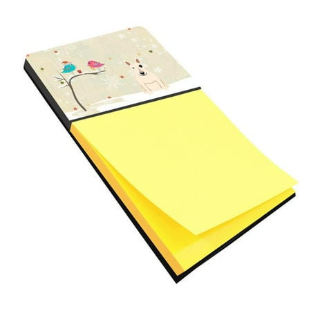 White Christmas Melody Notes Carolines Treasures BB2610SN Christmas Presents Between Friends Bull Terrier White Sticky Note Holder ()