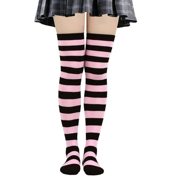 Zhuge 2 Pairs Over Knee Socks Knee-High Socks High Thigh Boot Stockings Women Knee Highs Socks for Girl Cosplay, Daily Wear,Pink