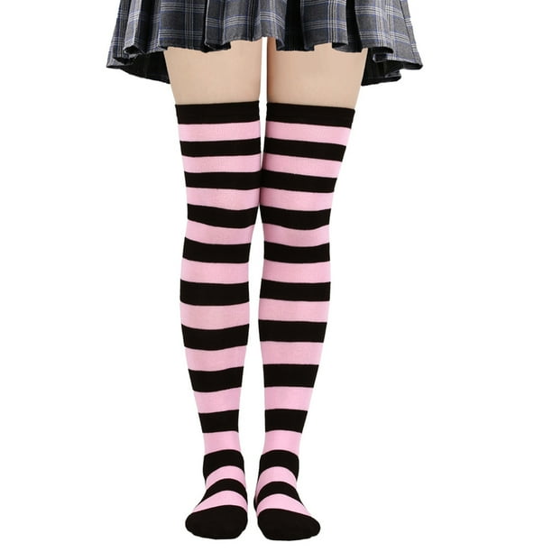 Zhuge 2 pares de calcetines por encima de la rodilla, calcetines hasta la rodilla, medias altas hasta el muslo, calcetines hasta la rodilla para mujer, para cosplay de niña,rosa