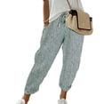thumbnail image 2 of Xioeram Women Casual Pants Elastic Waist Drawstring Harem Pants with Pockets Vertical Striped Print Beach Office Shopping Daily Long Trousers, 2 of 8