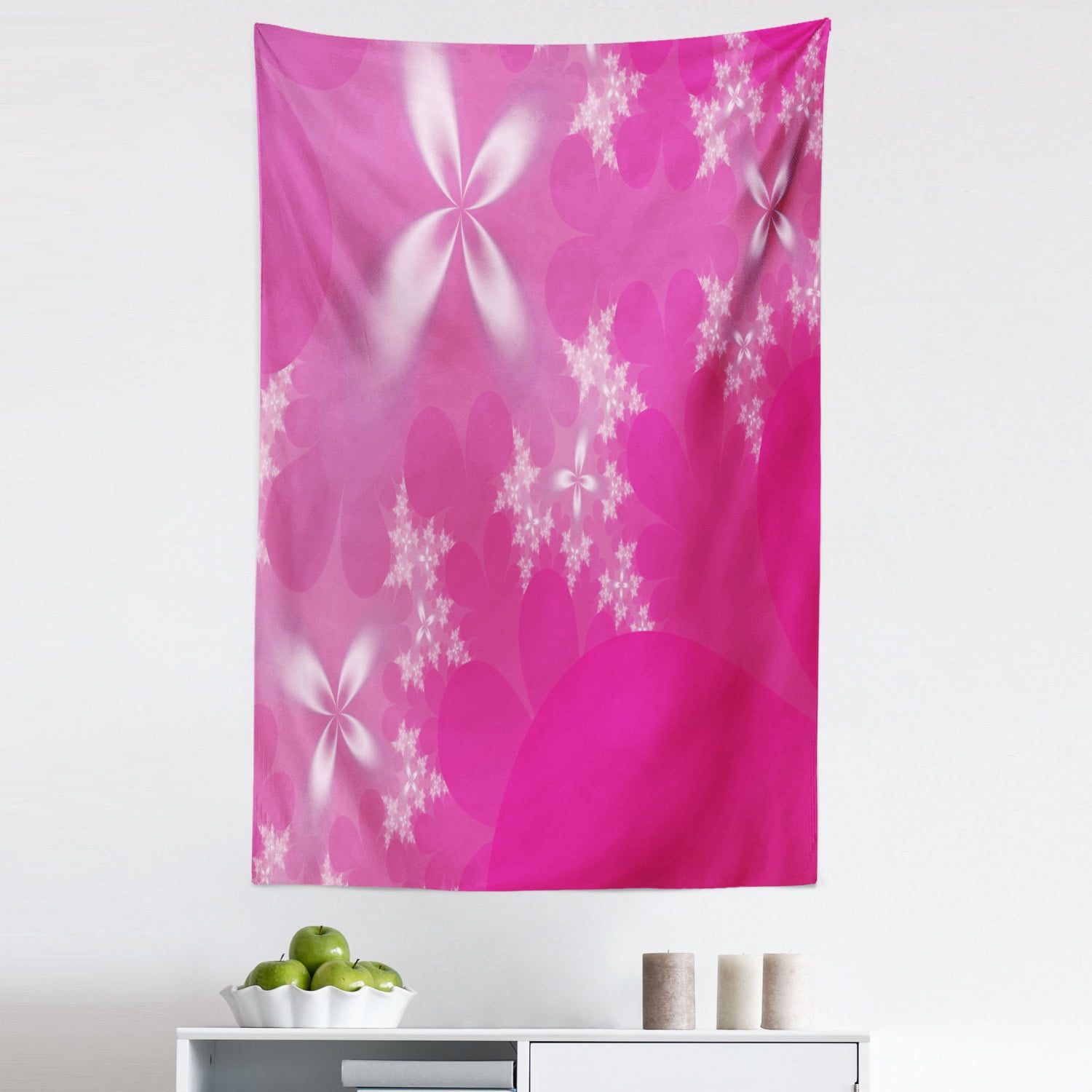 Hot Pink Tapestry, Vibrant Floral Arrangement on an Abstract Hot Pink ...