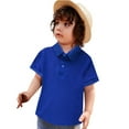 thumbnail image 2 of longantii Summer Polo Shirts Comfy Lapel Collared Short Sleeve Uniform Modern Fit Back To School T-Shirts Solid Color Outfit for Little Boys Blue 8-9 Year, 2 of 6