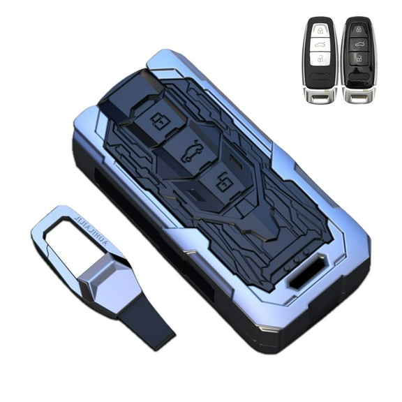 Key Cover Case, Zinc Alloy Smart Remote Key Fob Case Protector Shell Compatible with Audi A6L A6 A7 A8 Q7 Q8 E-Tron 2018-2022 A3 S3 S6 SQ7 RS6 S7 RS7