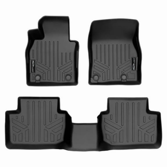 SMARTLINER Custom Fit All Weather 2 Row Black Floor Mat Liners Set Compatible With 2020-2025 Mazda CX-30 (FWD Only)