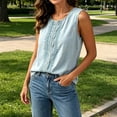 thumbnail image 4 of Karymi Cute Tops for Women Boho Embroidery Crew Neck Sleeveless Tank Top, Lightweight Linen Blend Casual Summer Vest Plus Size Tops for Women, 4 of 7