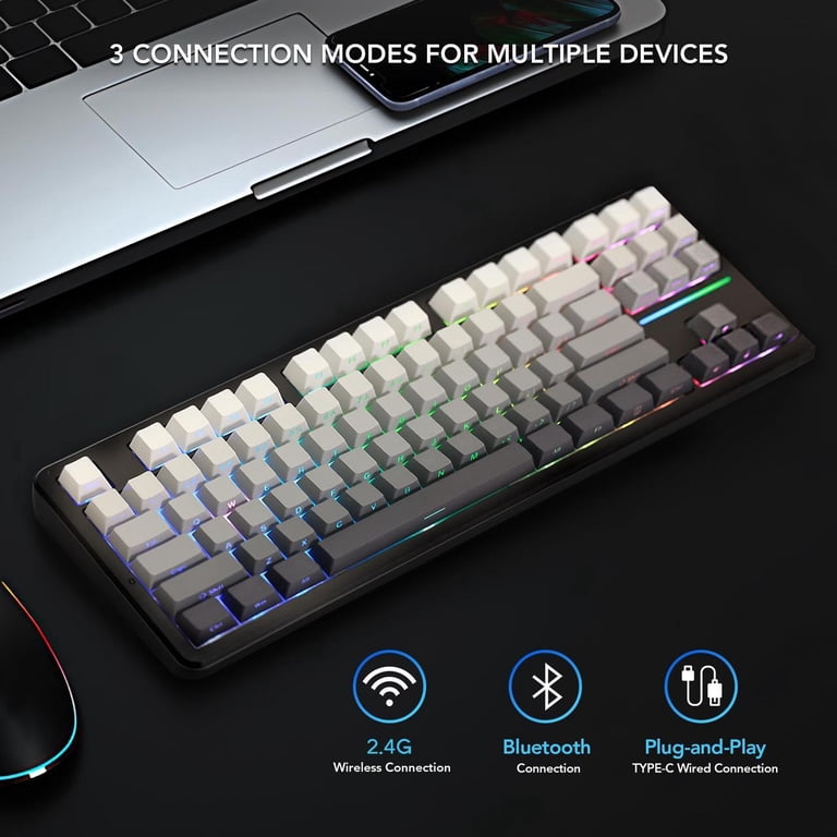 Hoengager EWEADN X87 87keys Mechanical Gaming Keyboard Wired, 2.4G
