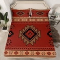 thumbnail image 2 of jejeloiu Ancient Bohemian Aztec Queen Sheet Sets,Boho Exotic Style Flat Sheet,Red Brown Queen Fitted Sheet For Men Women,Breathable Home Decor,4-Piece, 2 of 7