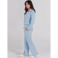 thumbnail image 3 of Women 2 Piece Outfits Sweatsuit Set 2023 Fall Oversized Half Zip Sweatshirt Wide Leg Sweatpant Lounge Set Tracksuit, 3 of 5