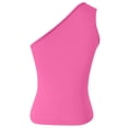 thumbnail image 5 of IWRICH Women's One Shoulder Tank Tops Stylish Sleeveless Slim Fit Cropped Tee Shirt Summer Tops Hot Pink M, 5 of 5