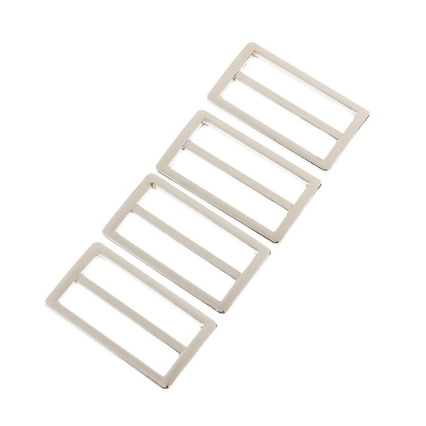 4 hebillas de rodillo de triple deslizamiento con barra deslizante de metal de 38 mm para correas de bolsos Plata