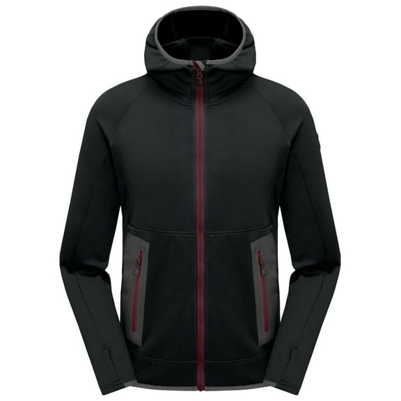 Little Donkey Andy Men's Winter Ultra Stretch Warm Fleece Running Jacket Thumb Holes Thermal Hooded Coat Hiking Black S