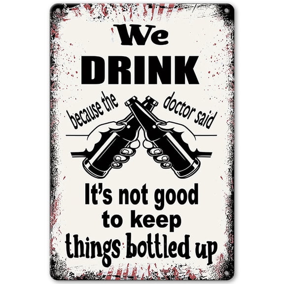 1pc, Humorous Outdoor Bar Aluminum Sign, 12x8 Retro Tin Wall Art, English Text Beverage-Themed Decor, Multipurpose Wall Hanging for Home Bar, Coffee Shop, Man Cave