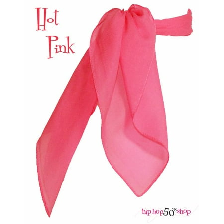 Adult and Youth - 50's Vintage Style Sheer Chiffon Square Scarf - Hot Pink