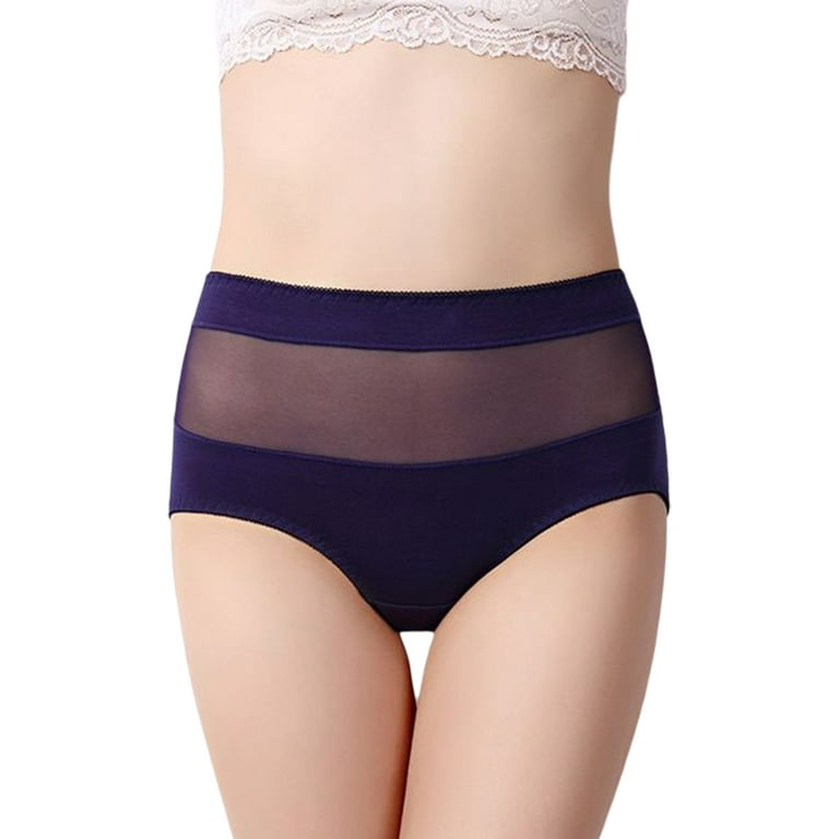 harmtty Women Underwear See-through Mesh Breathable Tummy Control Women  Underpants Four Seasons ,Blue,2XL 