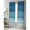 thumbnail image 4 of Ombre Blue Sheer Curtains 108 Inch Long 2 Panels, Striped Abstract Gradient Texture Minimalist Light Filtering Rod Pocket Semi Sheer Curtains, Sheer Voile Drapes for Living Room Bedroom, 52"x108", 4 of 5