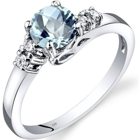 Oravo 0.75 Carat T.G.W. Aquamarine and Diamond Accent 14kt White Gold Ring