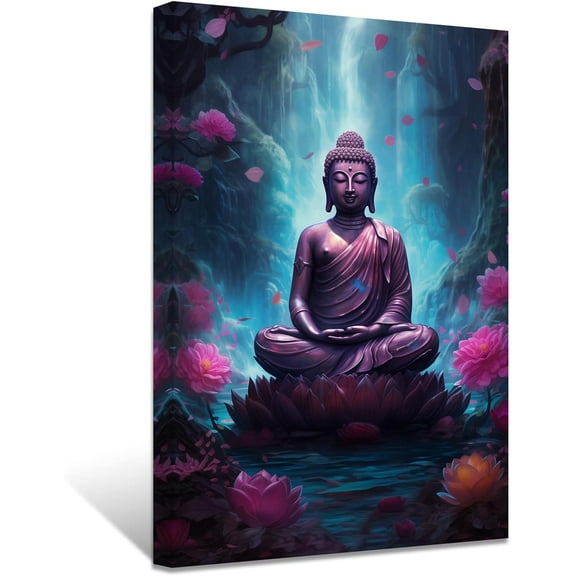 Buddha Painting Abstract Buddha Statue Wall Art Zen Picture Meditation Canvas Artwork Spa Prints for Spiritual Buddhism Prayer Room(Picture-2, (12.00" x 18.00"))
