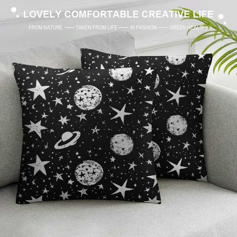 ARISTURING Cute Stars Moon Sun Print Throw Pillow Covers