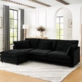 thumbnail image 2 of Black Towel Fabric | 4 - Seater Sectional with Removable Ottoman | Simple Matching and Comfortable Relaxation, 2 of 6