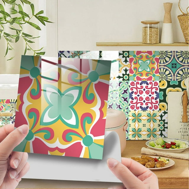 Wall Decor 10pc Peel And Stick Ceramic Tile Paste 3D Lattice Crystal Ceramic Tile Paste DIY Waterproof Self Adhesive Wall Sticker