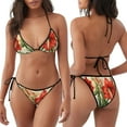 thumbnail image 3 of KLL Vibrant Amaryllis Flowers Print Bikini Set for Women,String Two Piece Halter Top Triangle Bikini Set with Tie Side Bottom Sexy Swimsuit Bathing Suits, 3 of 5