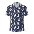 thumbnail image 2 of Daiia Rabbit And Flower Pattern Men’s Polo Shirts,Solid Deck Shirt,Classic Fit, Breathable Cotton Polo for Casual and Sport Wear-X-Large, 2 of 9