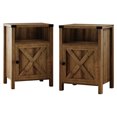 thumbnail image 5 of 4 Ever Winner Farmhouse Barn Door Rustic Dark Oak Storage Nightstands 2-Pack, 5 of 9