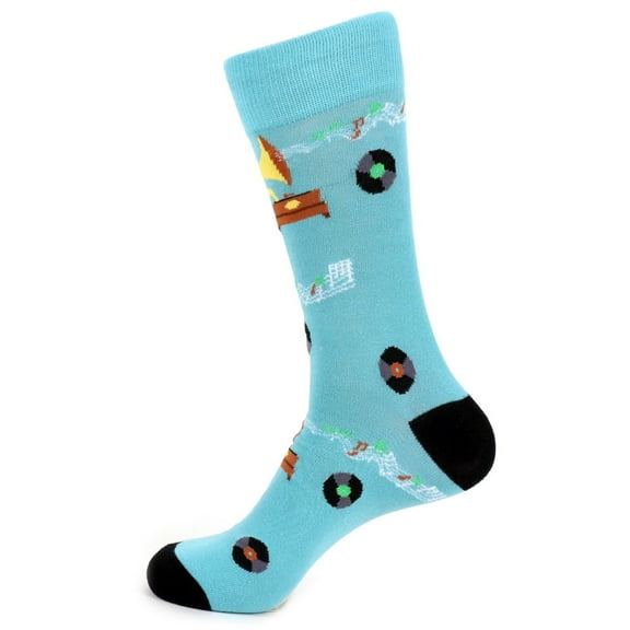 Urban-Peacock Men's Novelty Fun Socks - Record Player - Blue - 1 Pair