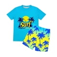 thumbnail image 5 of Cethrio Boys' Rash Guard Swimsuits Size 8, Short Sleeve Surfing 2 Piece Vacation Kids' Swimwear Bathing Suit Multicolor Size 8, 5 of 8