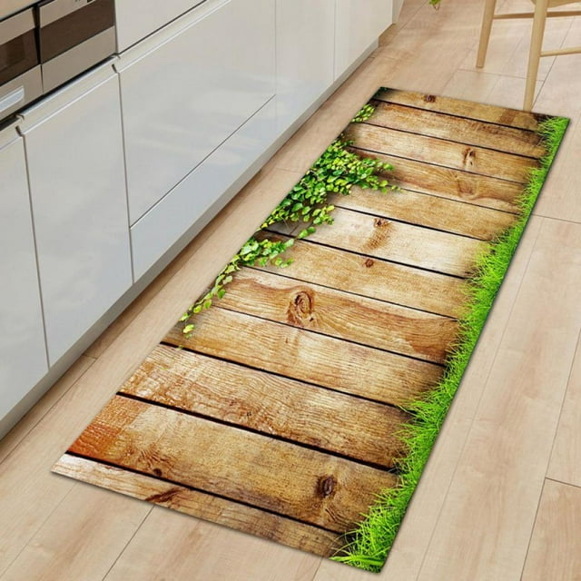 Kitchen Rugs and Mats Washable Non-Skid Wood Grain Kitchen Mats for Floor Runner Rugs for Kitchen Floor Front of Sink Hallway Laundry Room
