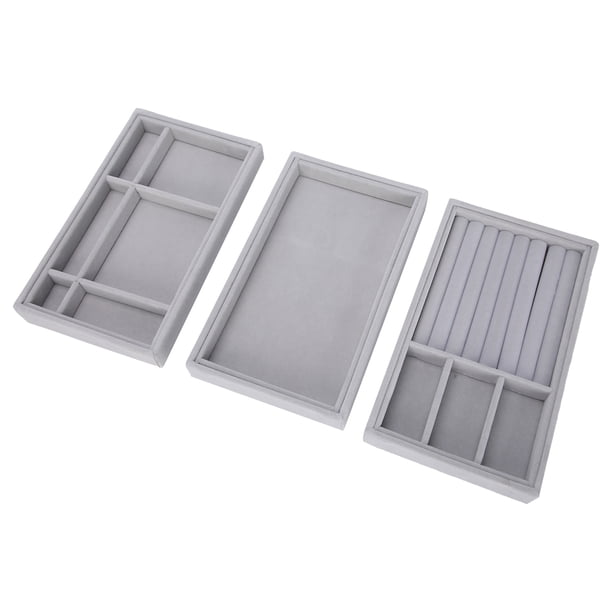 Bandeja de exhibición de joyería, bandeja de joyería profesional de 3 piezas, bandeja de exhibición de pulsera, bandeja de almacenamiento de pendientes impulsada por el rendimiento Jadeshay A