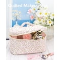 thumbnail image 3 of Bolsa de maquillaje PAZIMIIK acolchada, vintage, de viaje, floral, rosa, 3 of 5