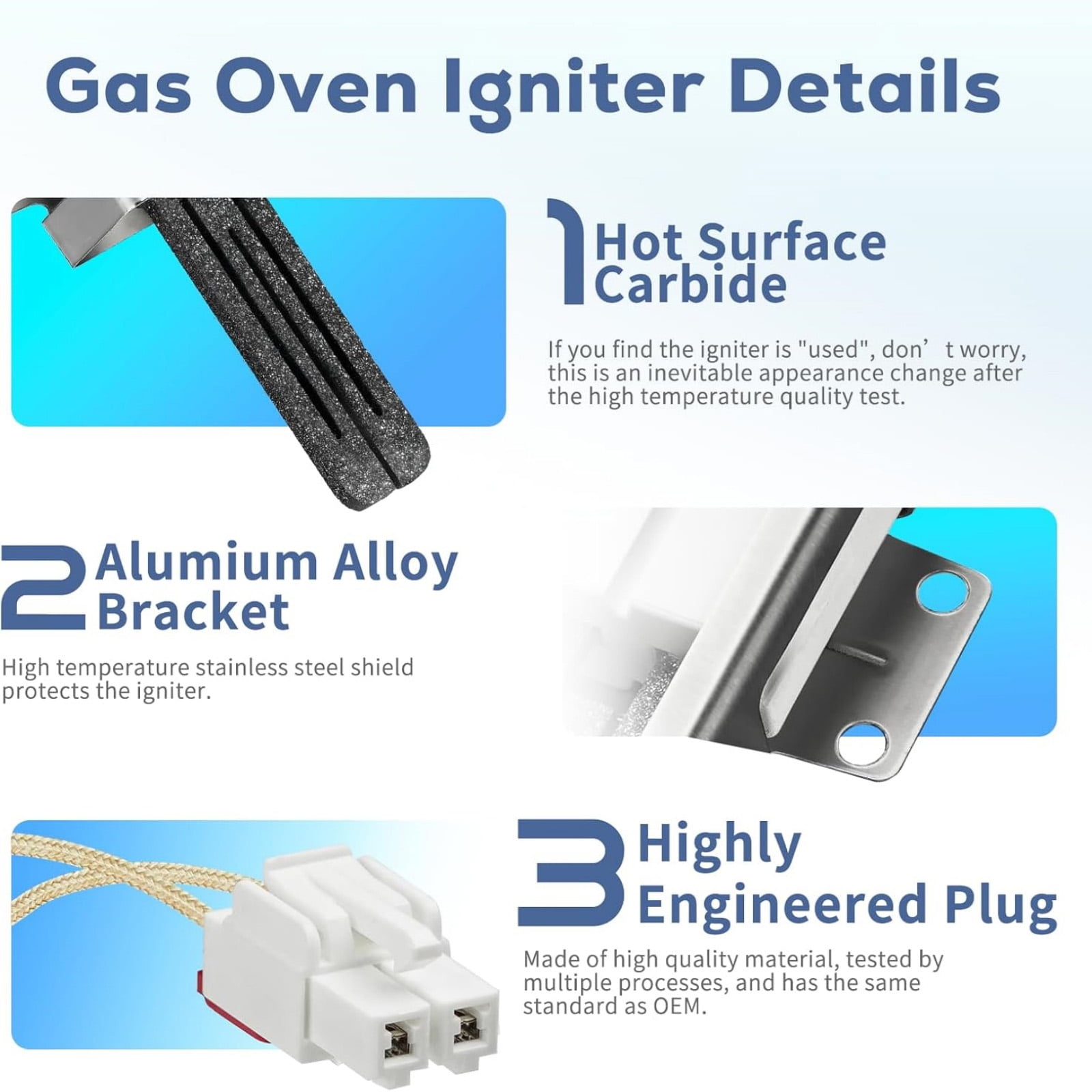 GUYUTING 120V Range Oven Ignitor OEM EA3535362 MEE61841403 With 2 Nut Connectors For LG LDG3015ST LRG3091ST Range