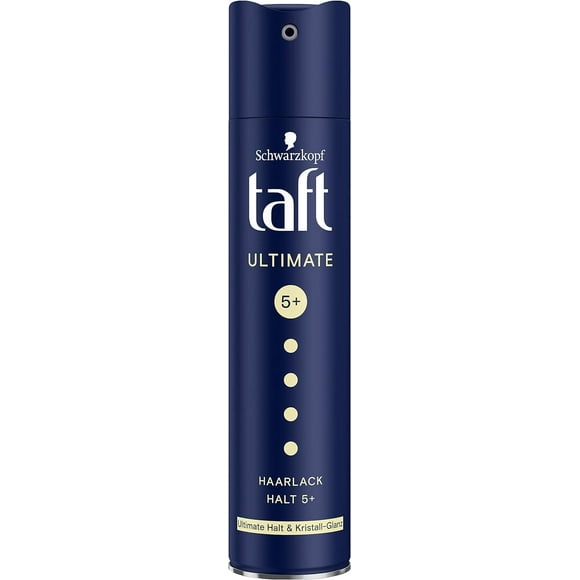 Taft Vernis à Cheveux Tenue Ultime et Brillance Cristal, Tenue Grade 5+ (250 ml), Vaporisateur Coiffant Offre une Tenue Ultime et une Brillance Cristal Éclatante jusqu'à 72 Heures, Sans Résidu