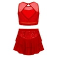 thumbnail image 3 of LiiYii Girls' Jazz Latin Lyrical Dance Costume Contemporary Ballet Dance Dresses Sequined Dance Outfit Set Red 8, 3 of 6