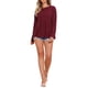 thumbnail image 2 of CAMISETA DE MANGA LARGA CON DOBLADILLO PEPLUM DE INSPIRE CHIC PARA MUJER, CUELLO REDONDO, TALLA XS BURDEOS, 2 of 6