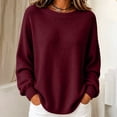 thumbnail image 5 of Womens Knit Sweaters Crewneck Long Sleeved Solid Pullover Sweater Tops Casual Loose Fit Fashion Soft Basic Knitwear, 5 of 6