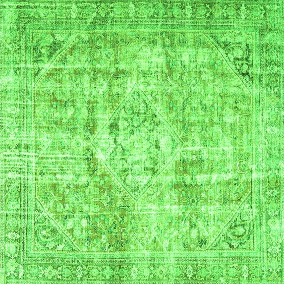 Ahgly Company Indoor Square Persian Green Traditional Area Rugs, 3' Square