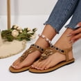 thumbnail image 3 of Rokment Womens Bohemian Flip Flops Dress Flat Thong Sandals Ethnic Beach Summer Flower Comfortable Low Heel Slingback Walking Shoes for Vacation Brown Size 6.5, 3 of 7