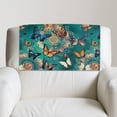 thumbnail image 2 of TSOVTHRID Butterfly Boho Mandala Green Print Recliner Headrest Protector Non Slip PU Leather Sofa Headrest Cover Furniture Protector with Adhesive Backed Hook and Loop,17x27in, 2 Pieces, 2 of 7