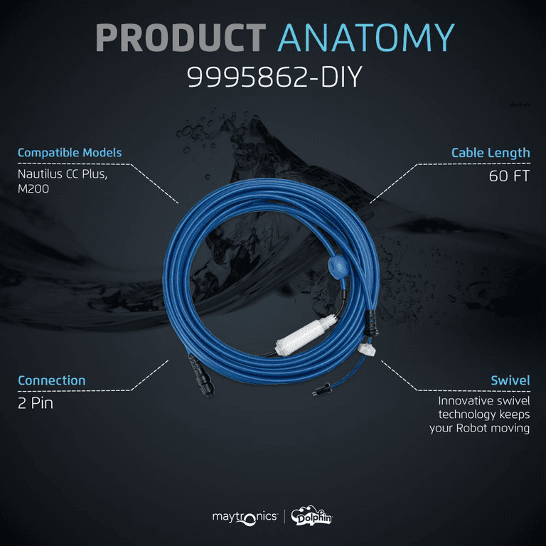 Dolphin Genuine 60 FT Replacement Blue Cable with Swivel for