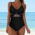 thumbnail image 2 of NIEWTR Plus Size One Piece Swimsuit for Women Tummy Control Bathing Suits One Shoulder Swimwear(Black,L), 2 of 5