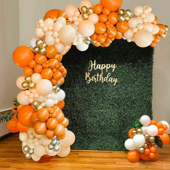 MMTX Orange Balloons Arch Garland Kit, Orange Birthday Decorations with Orange Beige White Balloons Metallic Gold Balloons for Wedding Baby Shower Anniversary Tangerine Theme Fruit Party