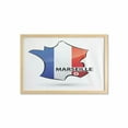 thumbnail image 1 of France Wall Art with Frame, Illustration of French Map Showing Marseille on Plain Backdrop, Printed Fabric Poster for Bathroom Living Room, 35" x 23", White Azure Blue and Scarlet, by Ambesonne, 1 of 2