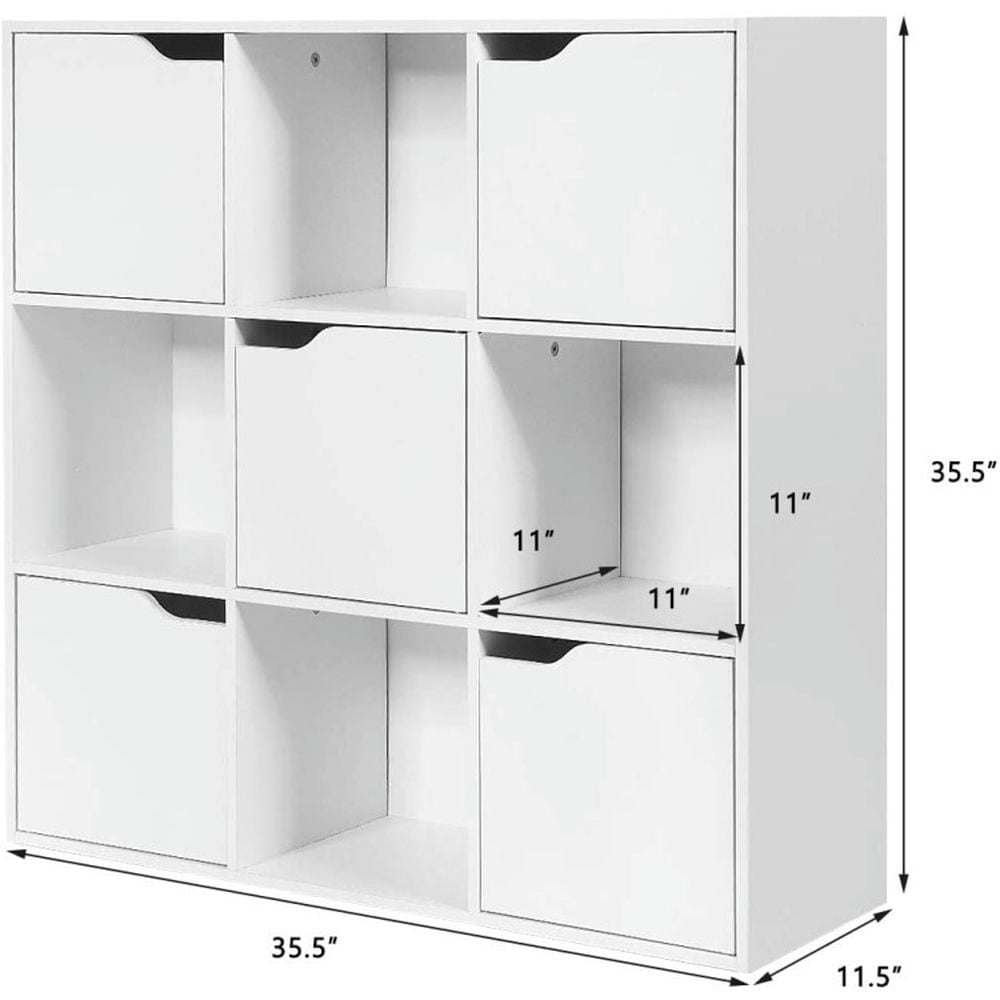 Demi Bonn Free Standing 9 Cube Storage Wood Divider Bookcase for Home and Office, White