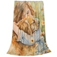 thumbnail image 2 of Balery Girl Hugging Dog Flowers Manta de Felpa Suave y Acogedora – Cobija de Franela Aterciopelada para Cama, Lavable y Cálida para Sofá, Mascotas, Transpirable-80"x60", 2 of 7