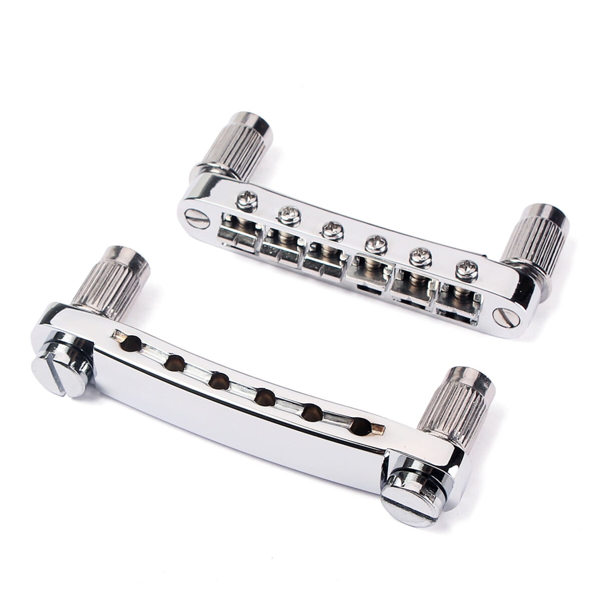 ETEREAUTY Electric Guitar Parts Replacement Chrome Plated Silver Saddle Bridge for Guitars