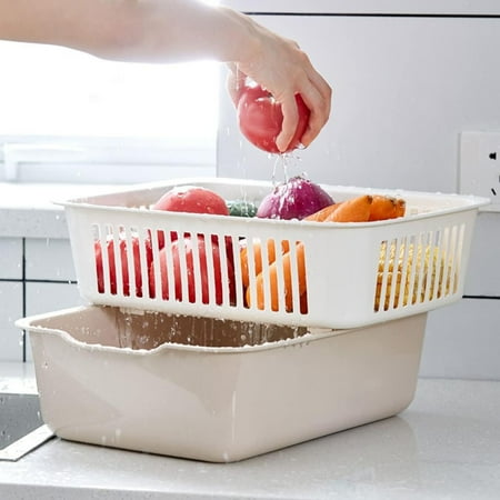 

Clearance! Lssam Dish Drying Rack 2 In 1 Kitchen Strainer Colander Set Household Double Layer Drainer Vegetable Washing Bowl Multifunctional Fruits Drain Basket Organizer Drain Basket Vegetable Gray